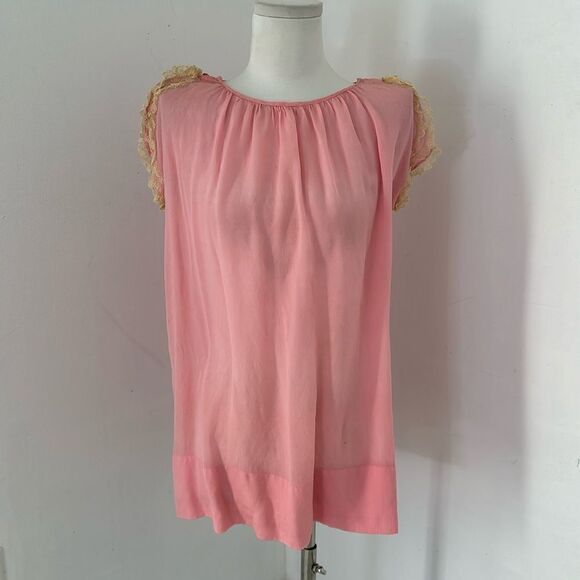Vintage 30s Pink Silk Babydoll Mini Nightgown Or Top - Picture 1 of 11